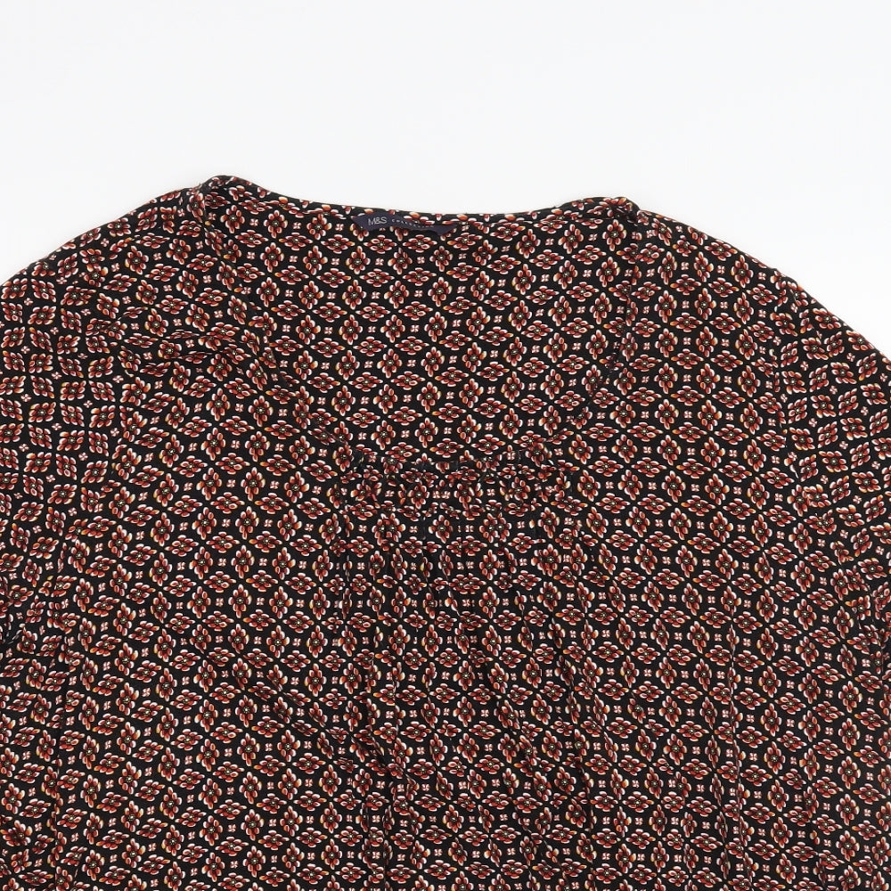 M&S Womens Black Floral  Basic T-Shirt Size 24