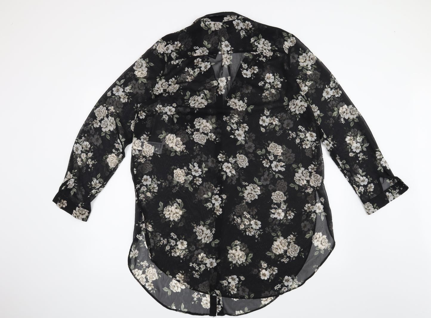 New Look Womens Black Floral  Basic Blouse Size 18