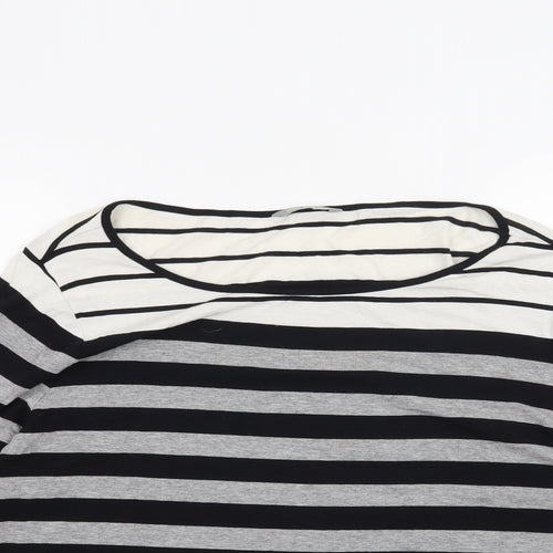 M&S Womens Grey Striped  Basic T-Shirt Size 22