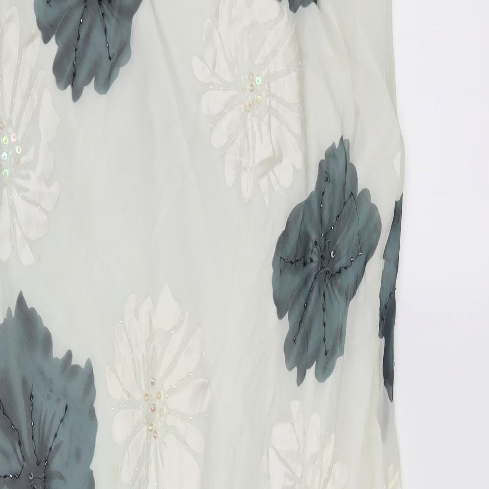 Adini Womens White Floral  A-Line Skirt Size L