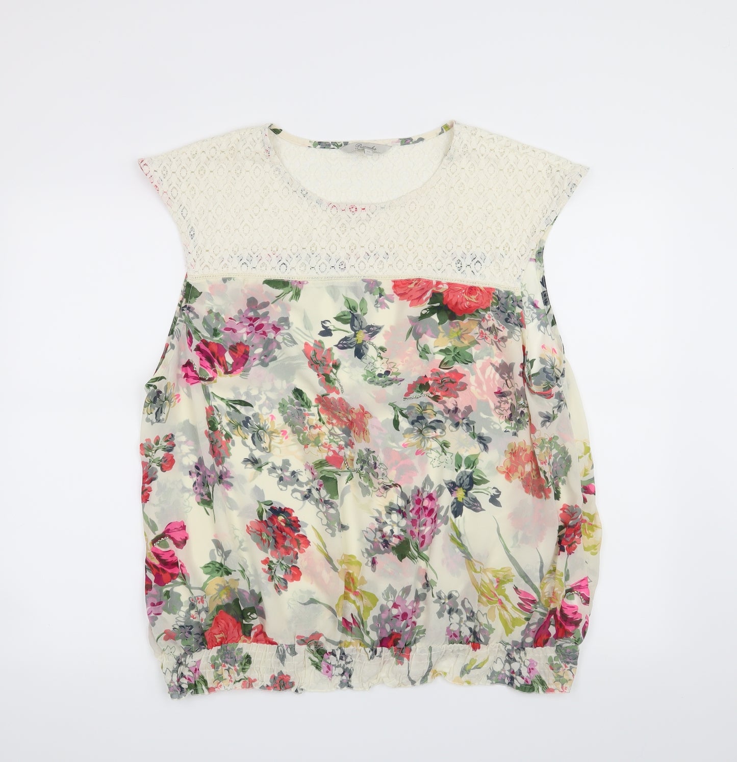 Peacocks Womens White Floral  Basic Blouse Size 22