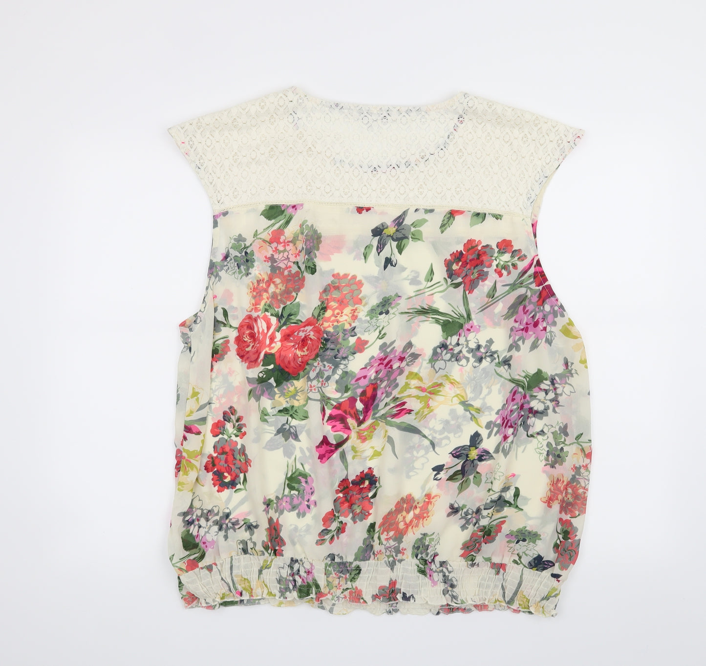 Peacocks Womens White Floral  Basic Blouse Size 22