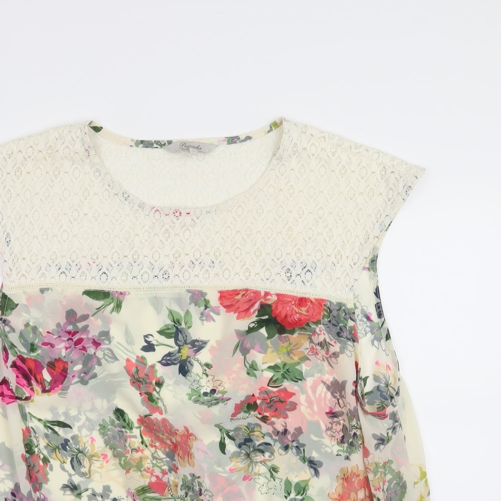 Peacocks Womens White Floral  Basic Blouse Size 22