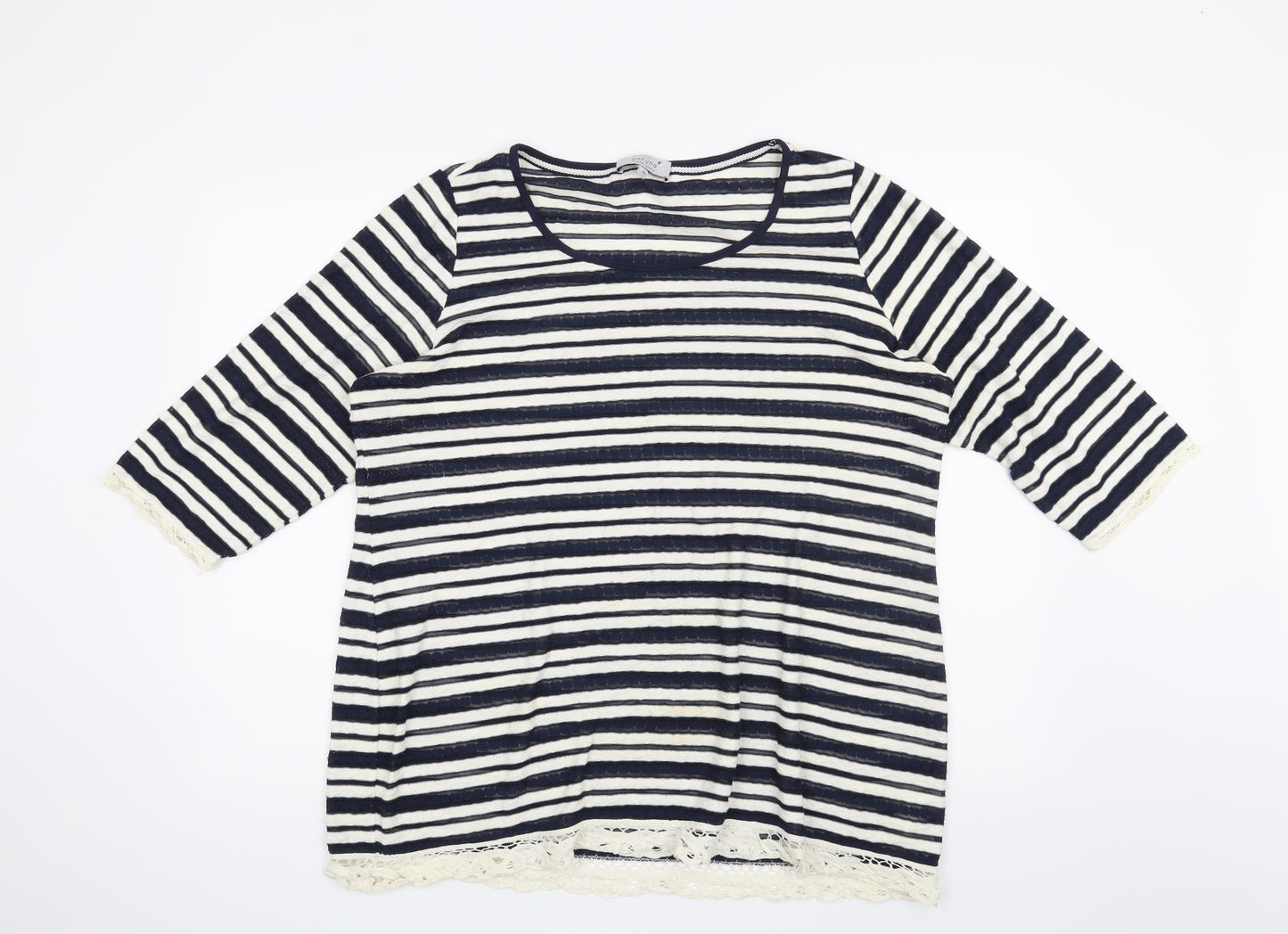 Per Una Womens Blue Striped  Basic T-Shirt Size 20