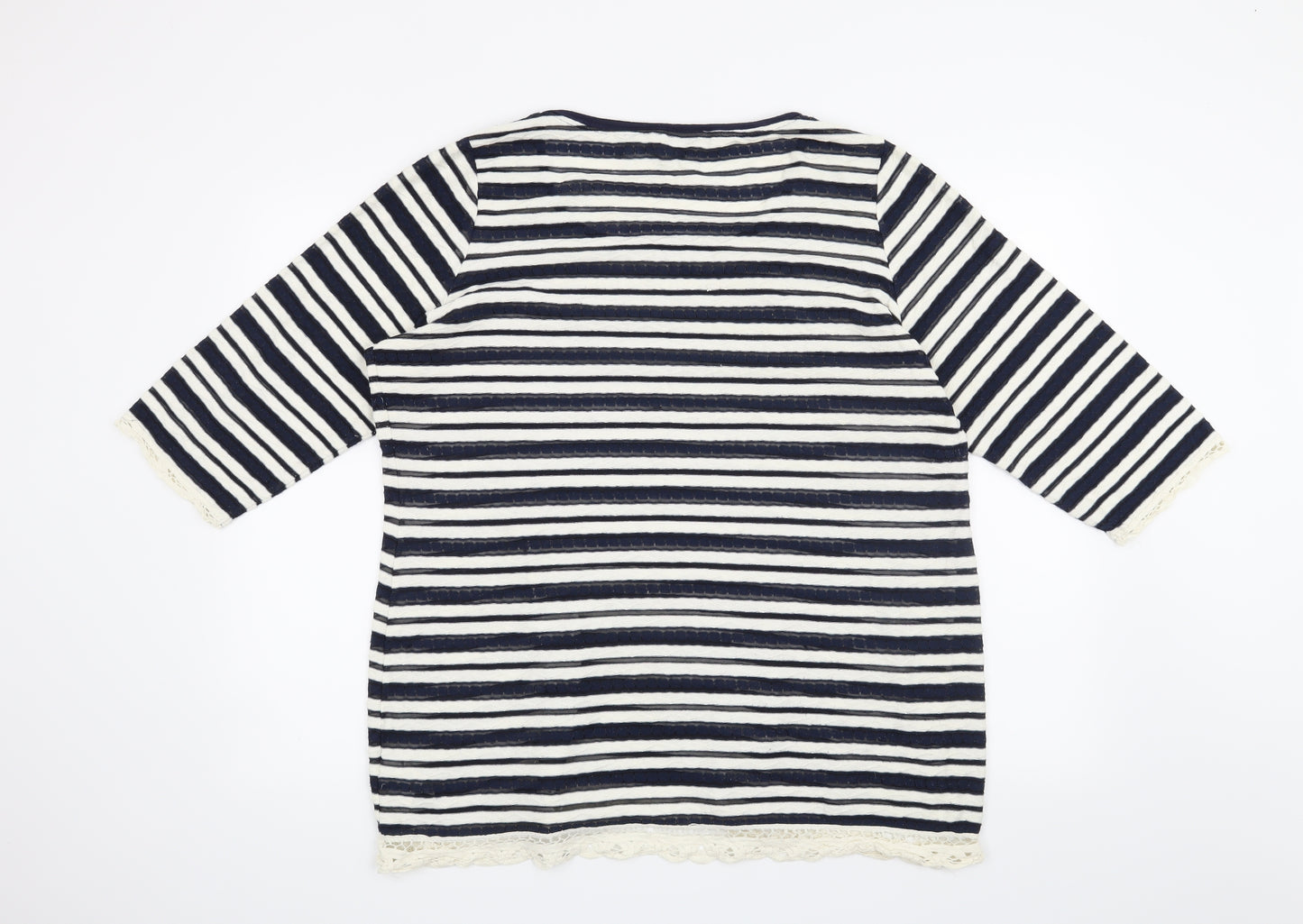 Per Una Womens Blue Striped  Basic T-Shirt Size 20