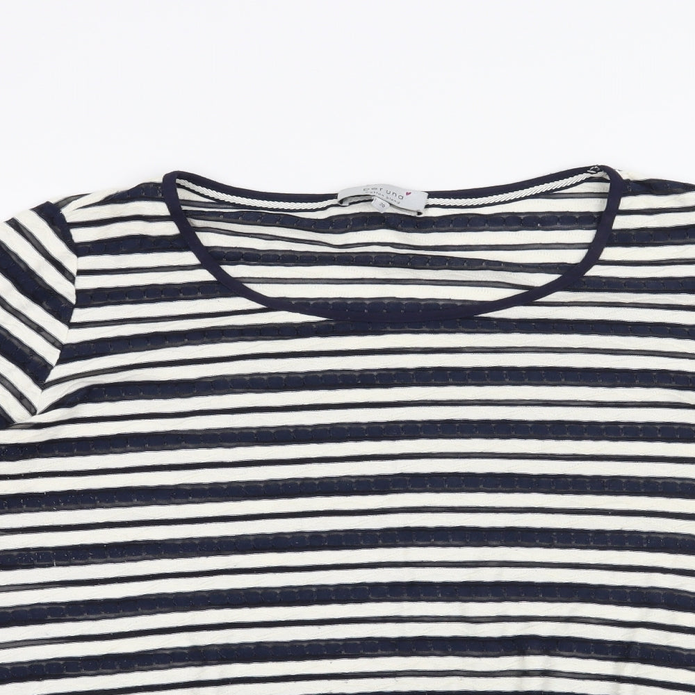 Per Una Womens Blue Striped  Basic T-Shirt Size 20