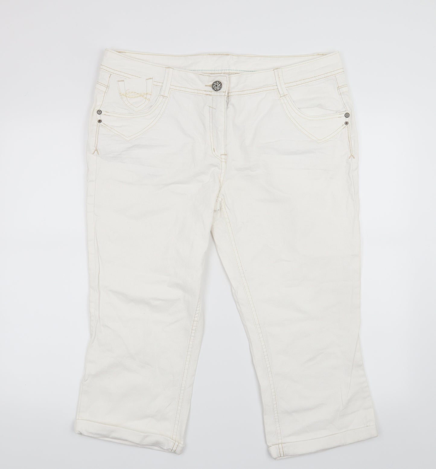 George Womens White   Cropped Jeans Size 16 L20 in