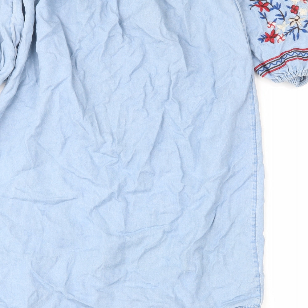 NewLook Womens Blue Floral  Basic Blouse Size 6