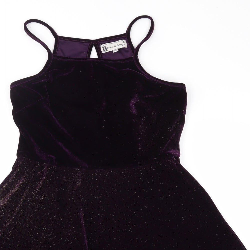 Hearts & Bows Womens Purple  Velvet A-Line  Size 12