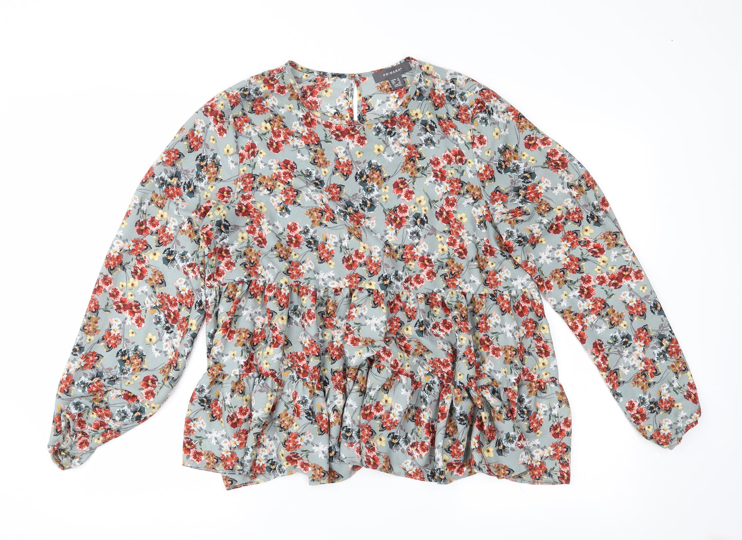 Primark Womens Grey Floral  Basic Blouse Size 12