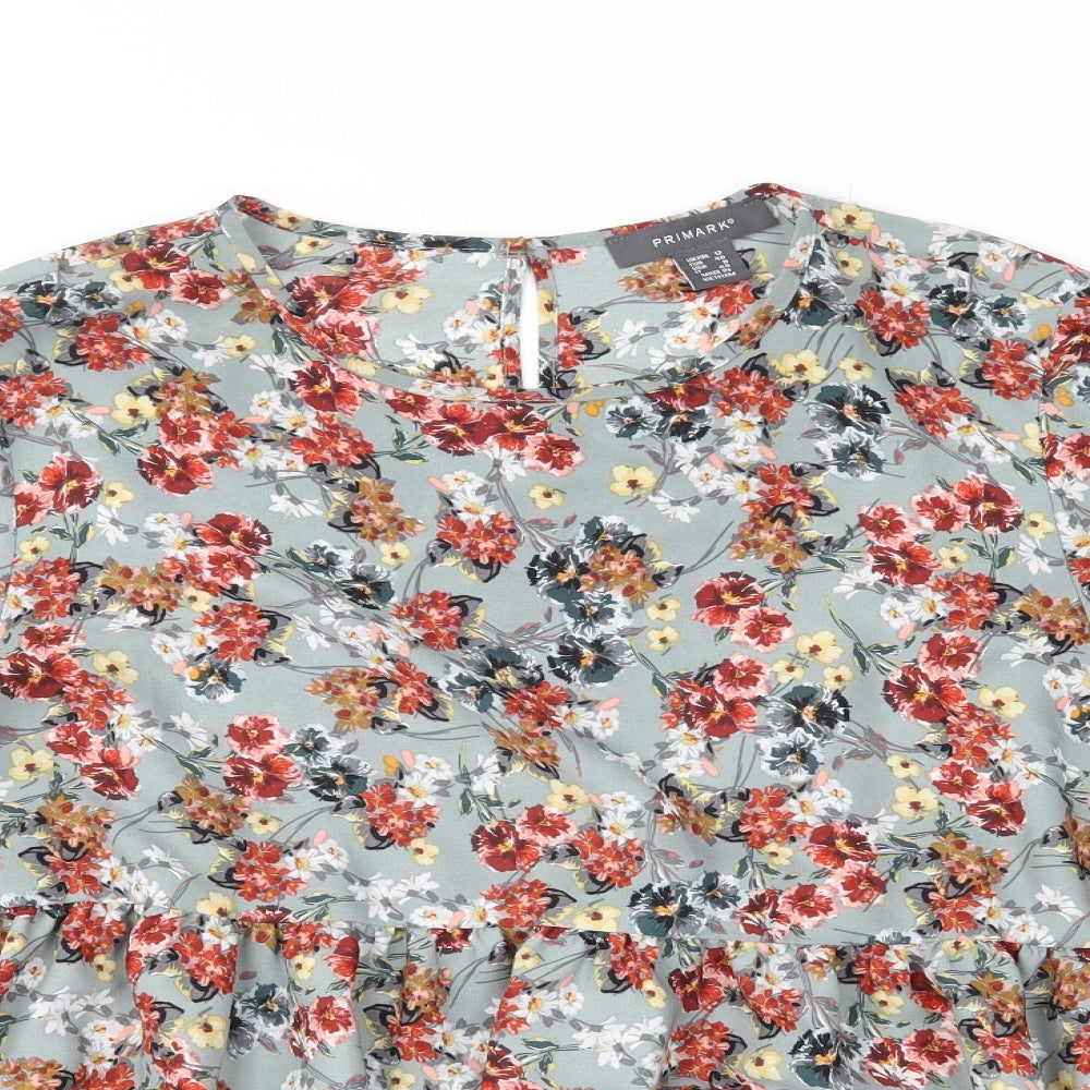 Primark Womens Grey Floral  Basic Blouse Size 12