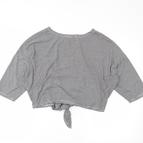 Atmosphere Womens Black Striped  Cropped T-Shirt Size 14