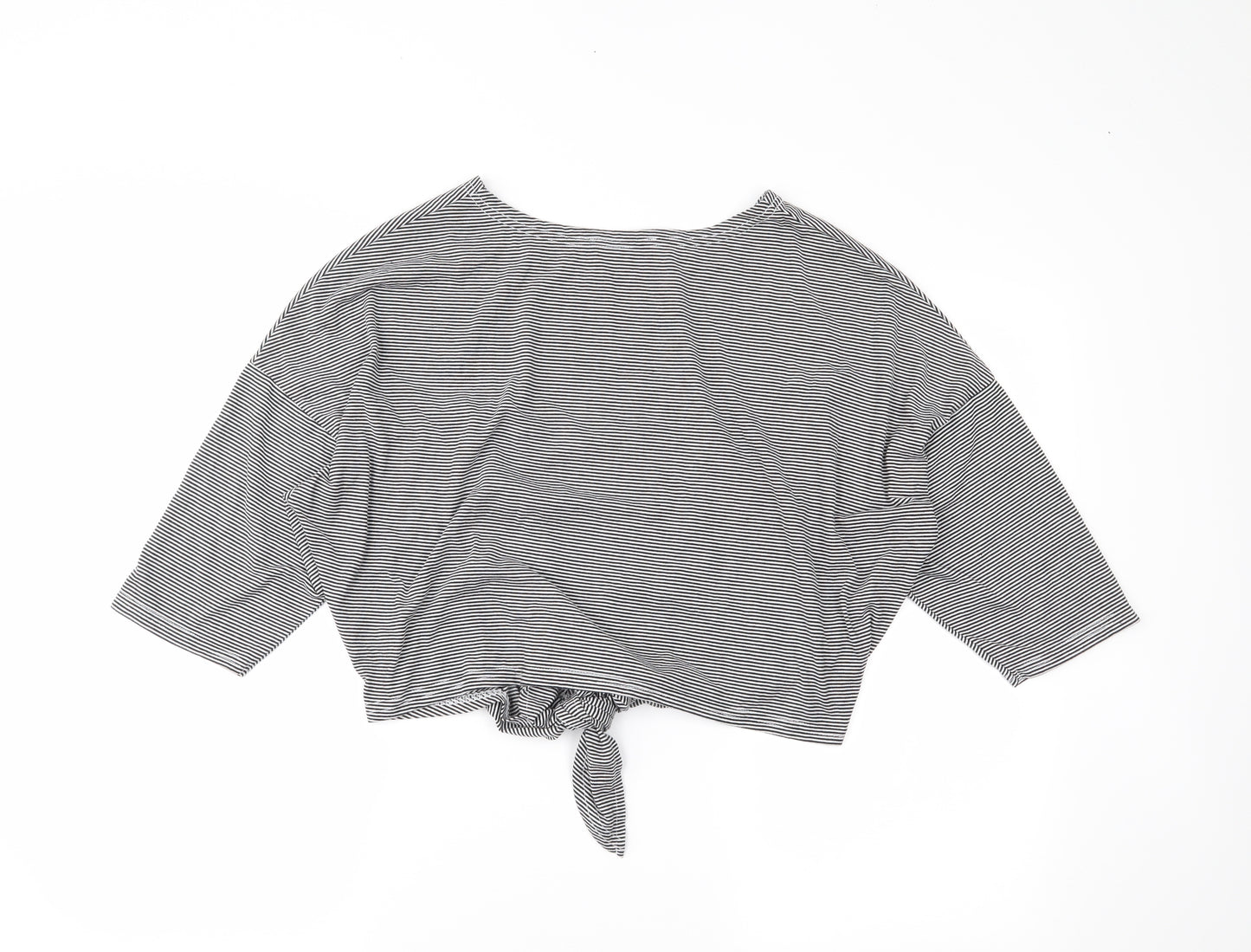 Atmosphere Womens Black Striped  Cropped T-Shirt Size 14