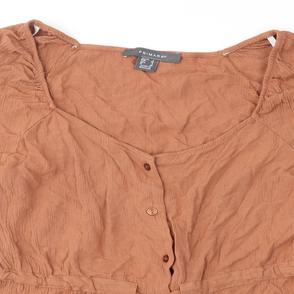 Primark Womens Brown   Basic Button-Up Size 8