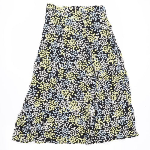 H&M Womens Black Floral  A-Line Skirt Size 8