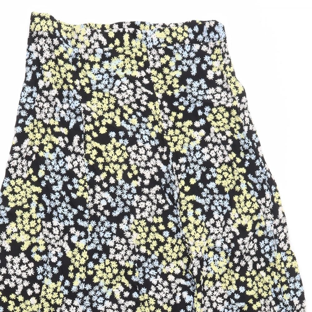 H&M Womens Black Floral  A-Line Skirt Size 8