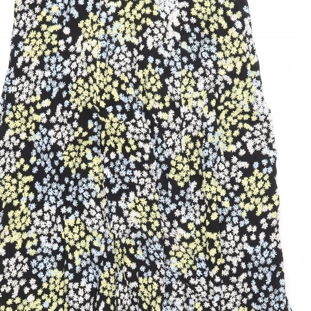 H&M Womens Black Floral  A-Line Skirt Size 8