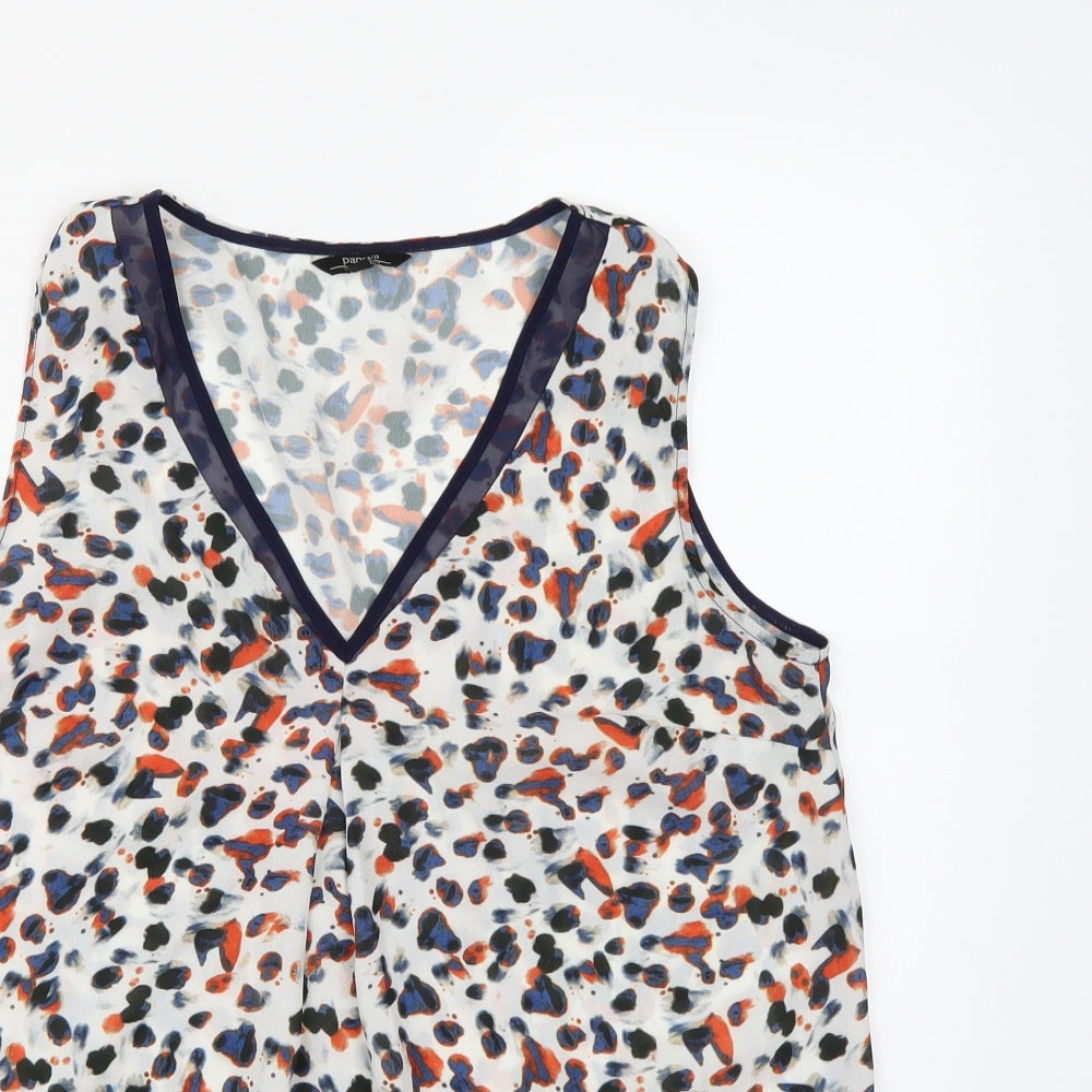 Papaya Womens White Animal Print Chiffon Camisole Tank Size 8
