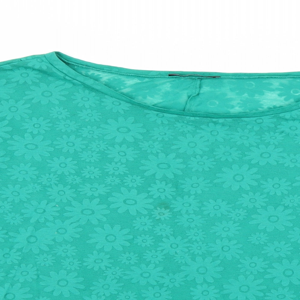 George Womens Green Floral  Basic Blouse Size 14