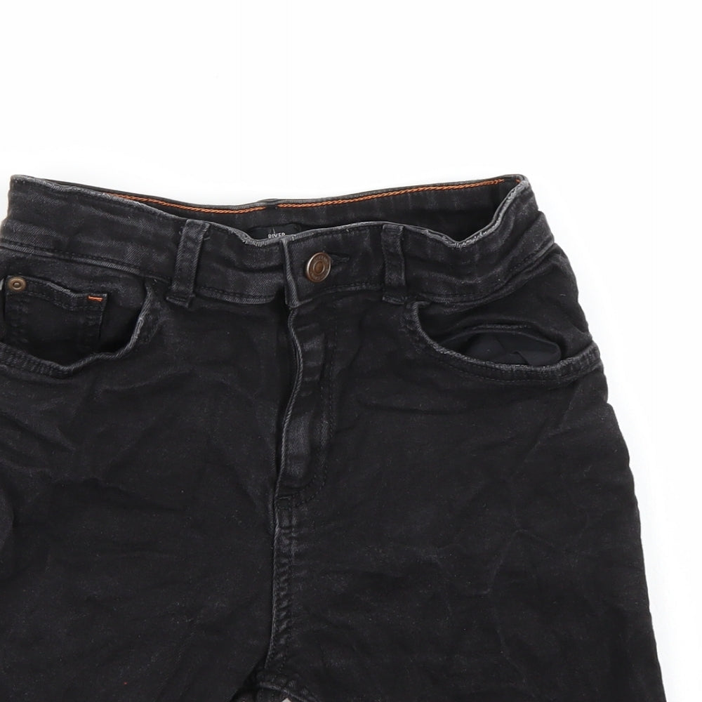 River Island Boys Black  Denim Chino Shorts Size 11-12 Years