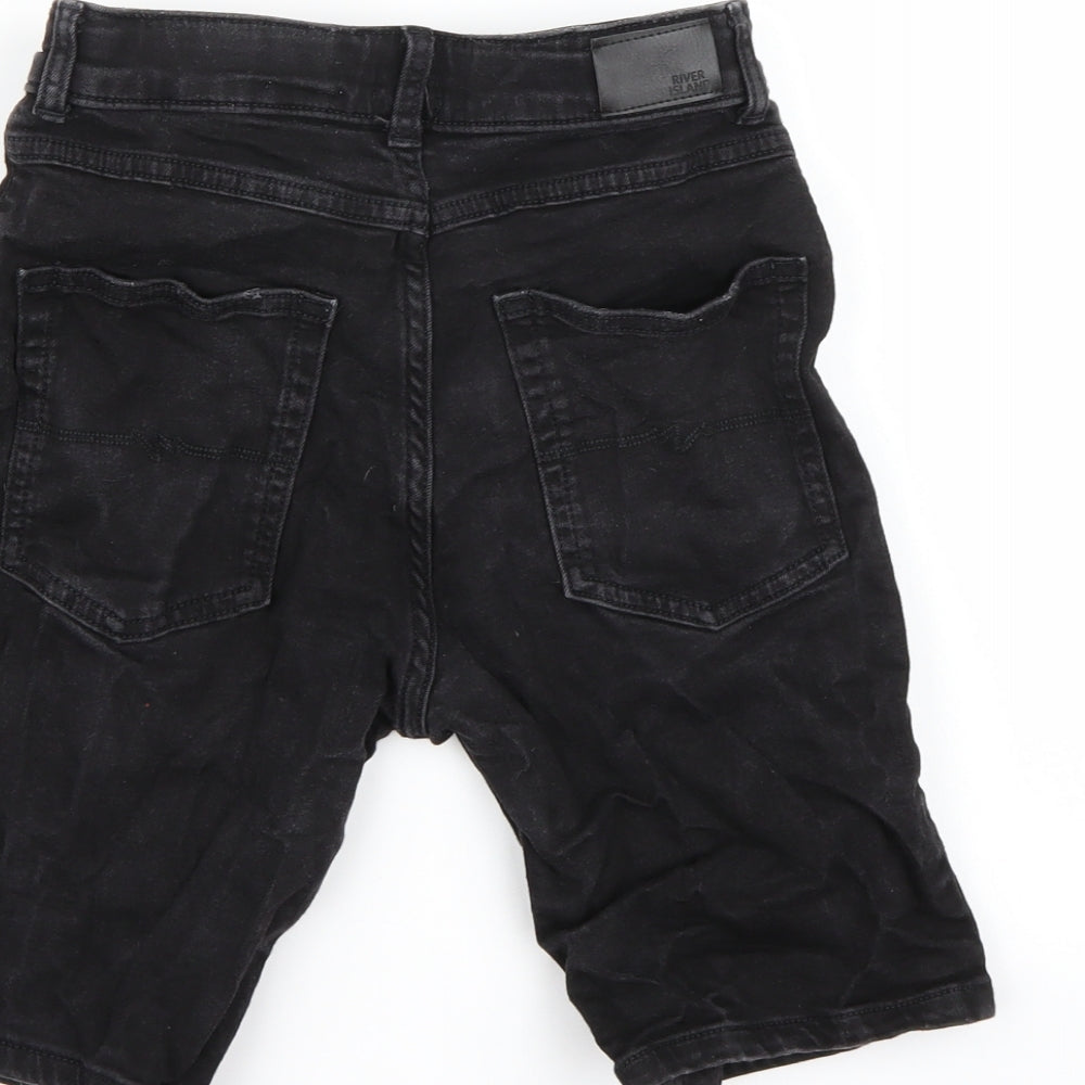 River Island Boys Black  Denim Chino Shorts Size 11-12 Years