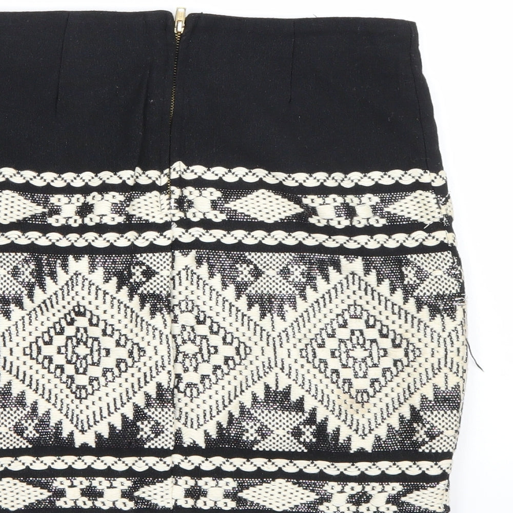 Atmosphere Womens Black Geometric  A-Line Skirt Size 6