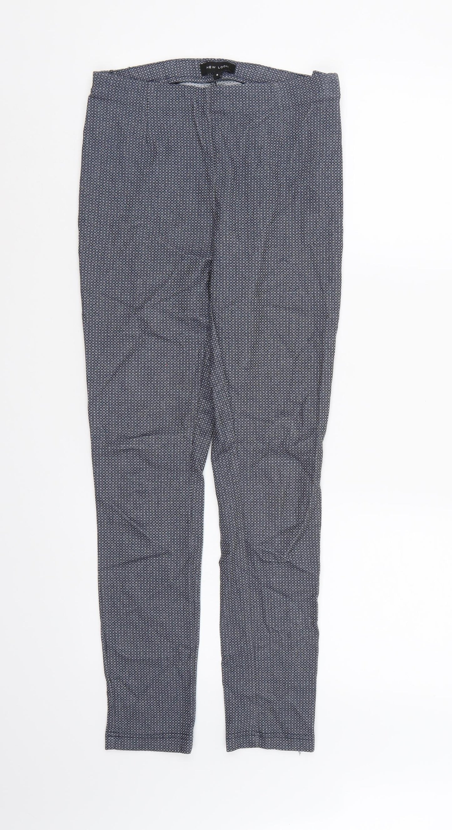New Look Womens Blue Geometric  Trousers  Size 8 L26 in