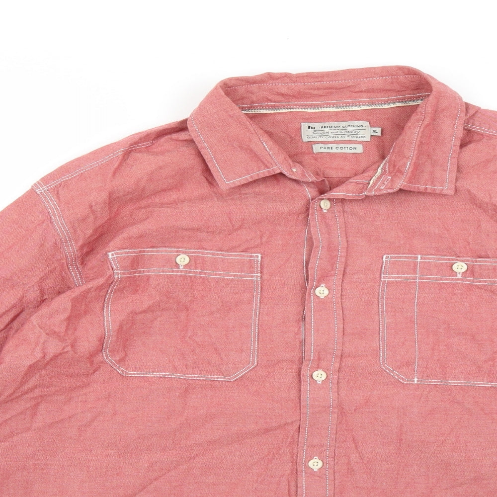 TU Mens Red    Button-Up Size XL