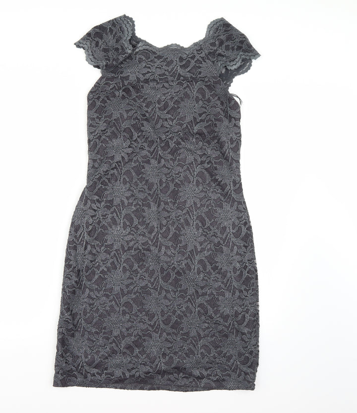 Nightway Womens Grey Lace Bodycon Size 10