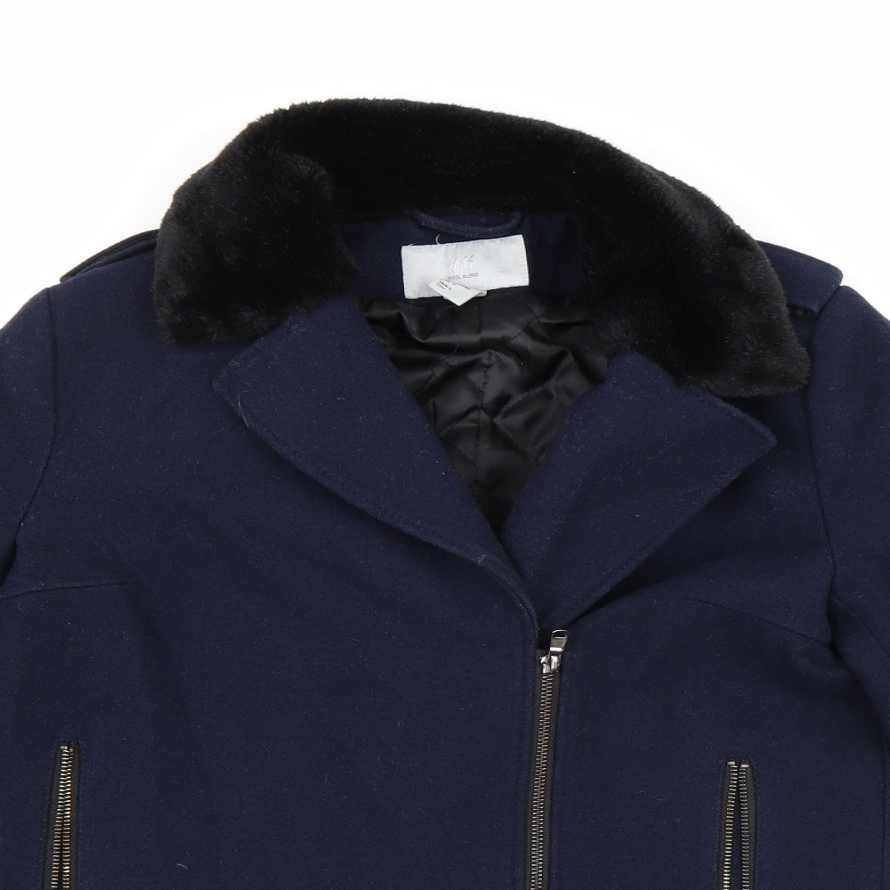 H&M Womens Blue   Pea Coat Coat Size 8