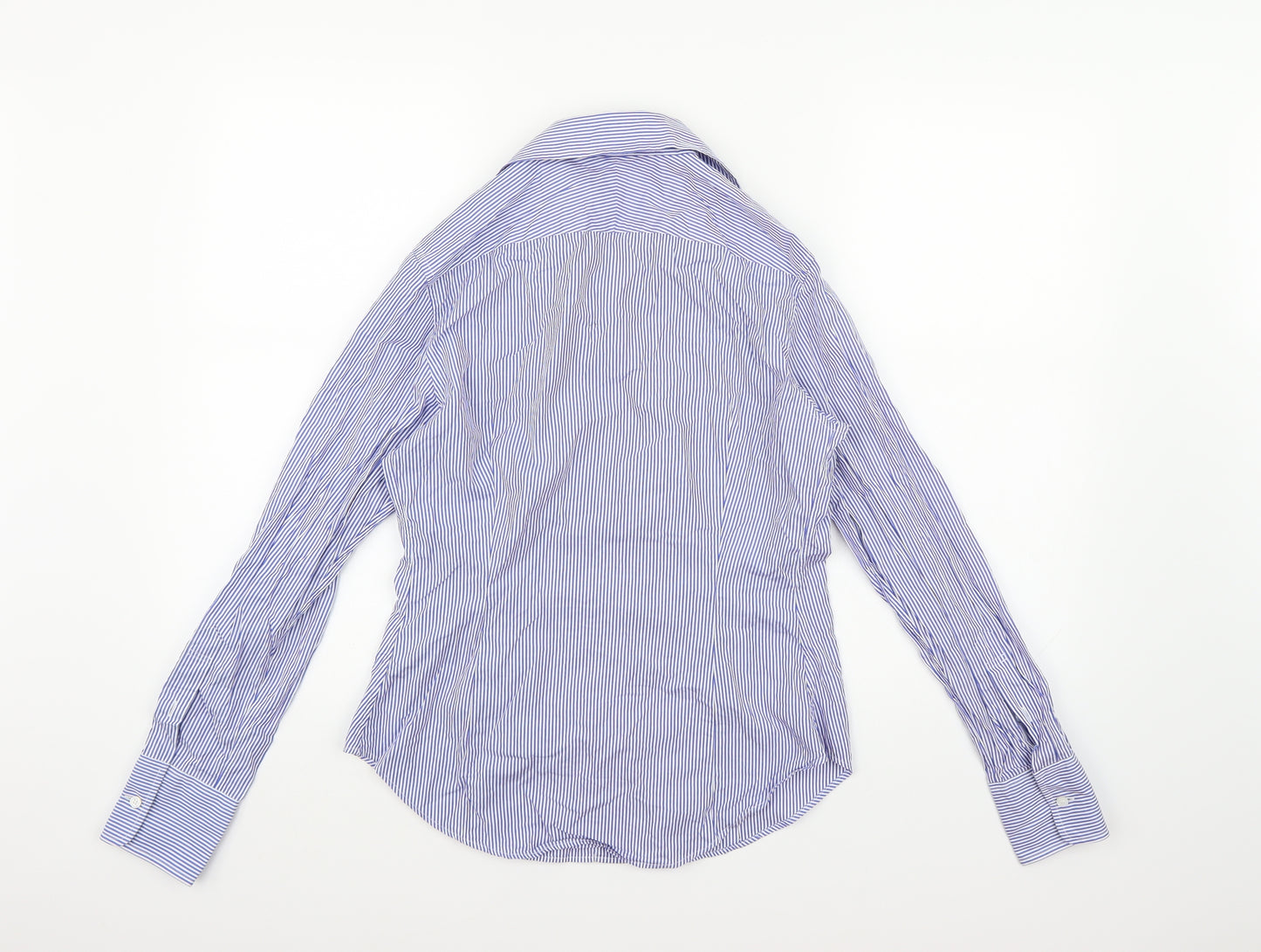 dunhill Womens Blue Striped  Basic Button-Up Size 10