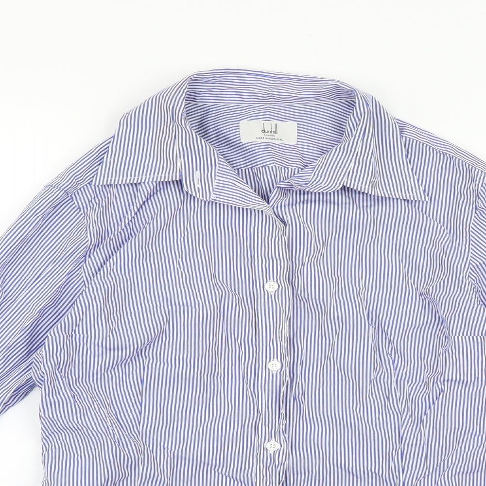 dunhill Womens Blue Striped  Basic Button-Up Size 10