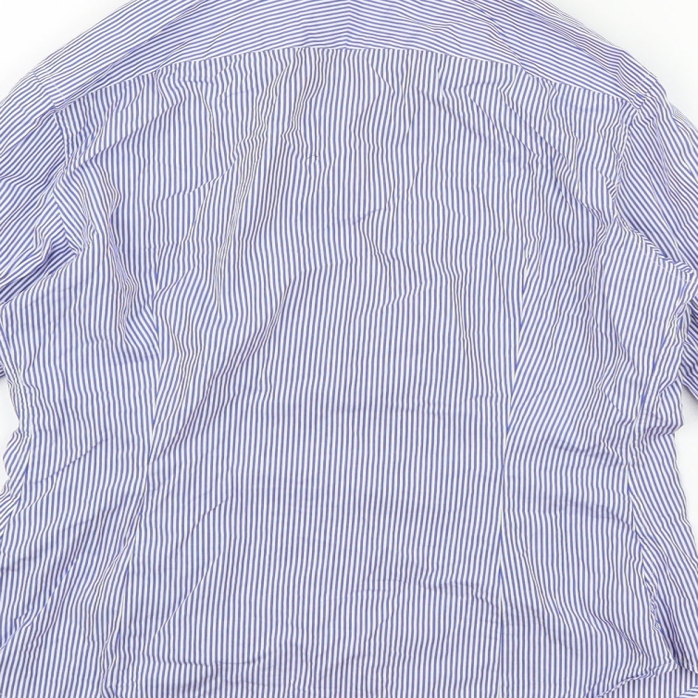 dunhill Womens Blue Striped  Basic Button-Up Size 10