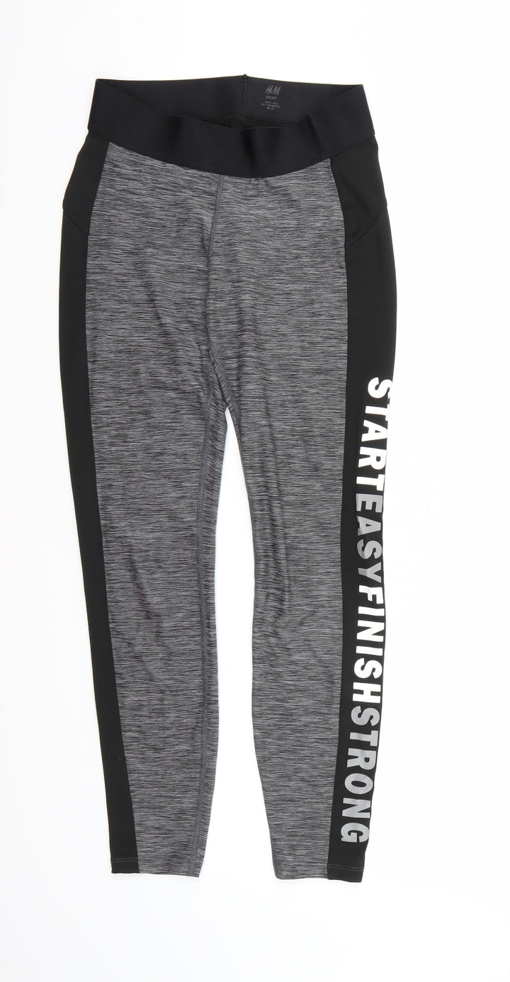 H&M Womens Grey Pedal Pusher Leggings Size S L26 in