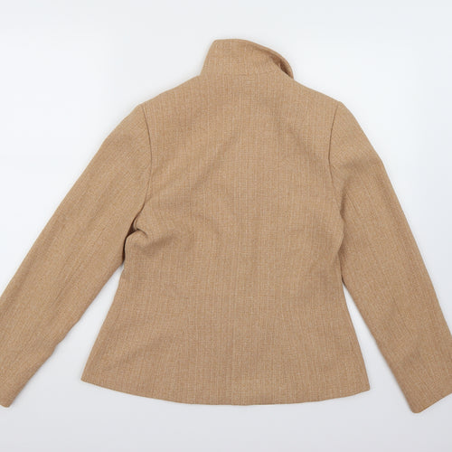 Preworn Womens Orange  Rayon Jacket Blazer Size 8