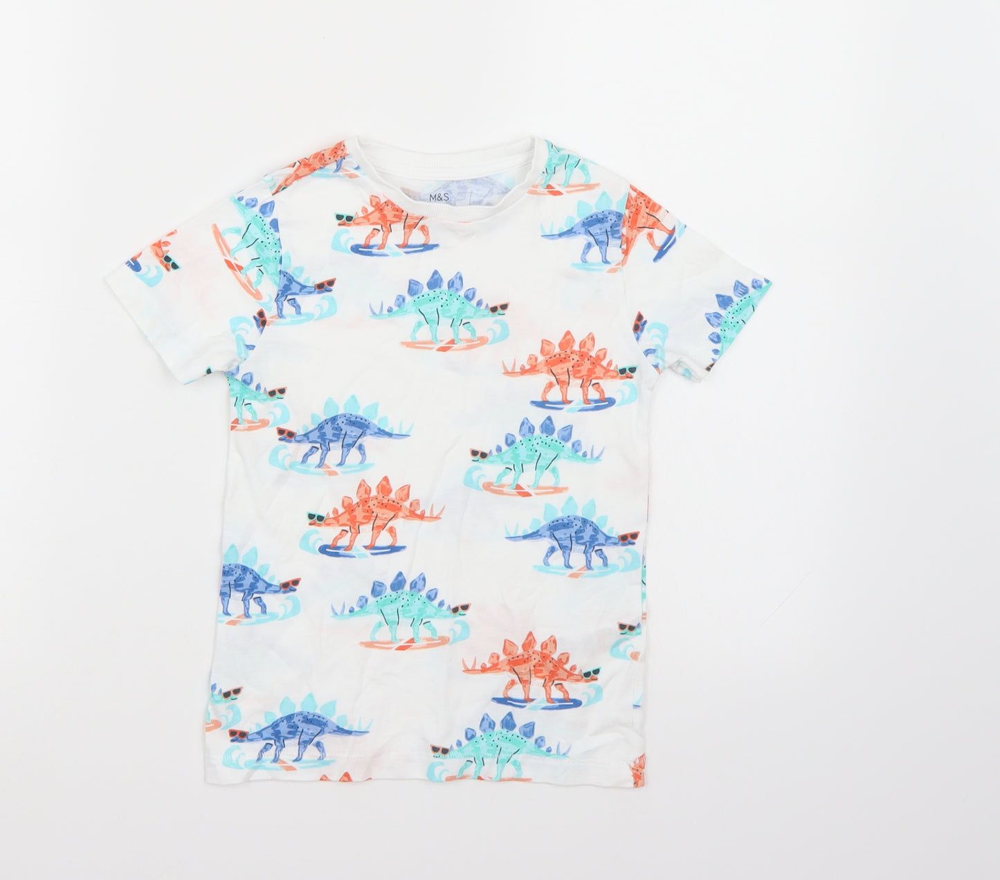 Marks and Spencer Boys White   Basic T-Shirt Size 3-4 Years  - Dinosaur