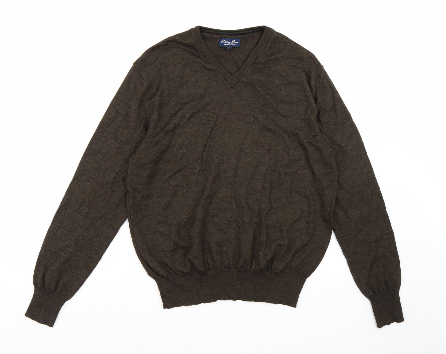Racing Green Mens Brown  Knit Pullover Jumper Size L