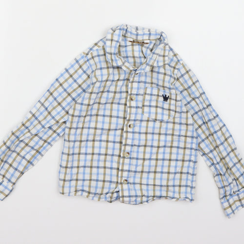 M&Co Boys White Check  Basic Button-Up Size 2-3 Years