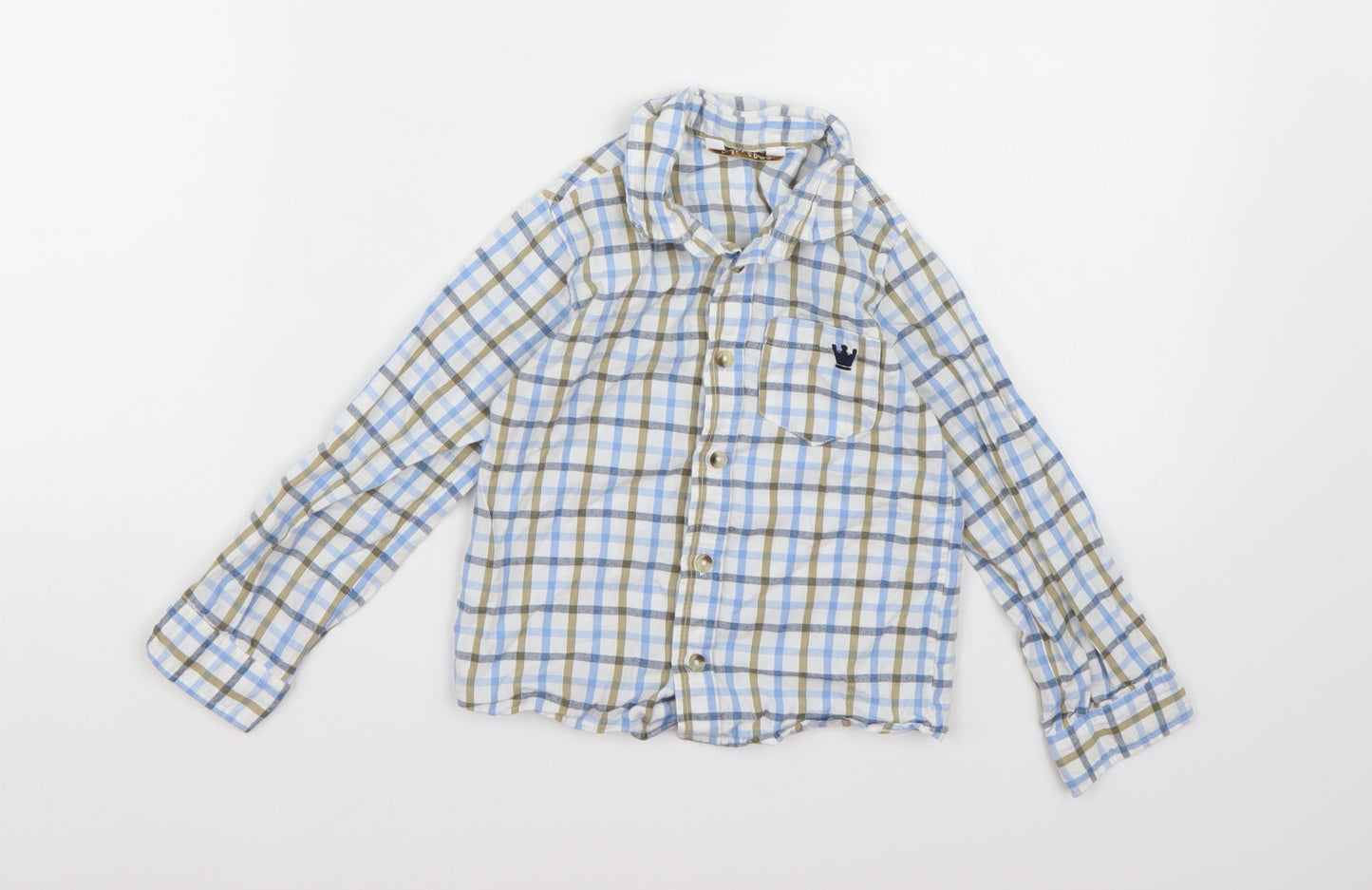 M&Co Boys White Check  Basic Button-Up Size 2-3 Years