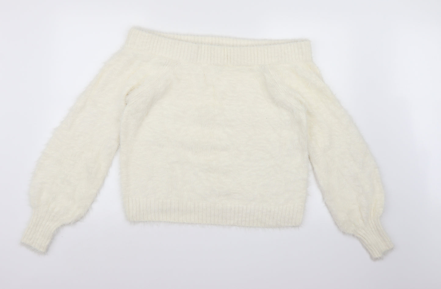 River Island Womens White  Knit Pullover Jumper Size 14