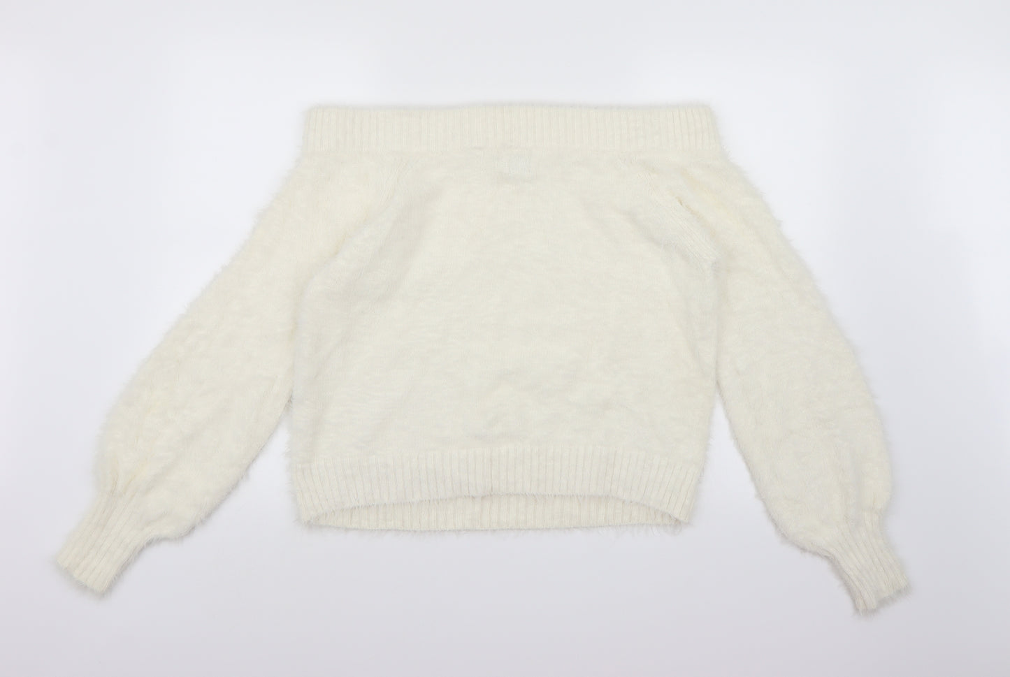 River Island Womens White  Knit Pullover Jumper Size 14