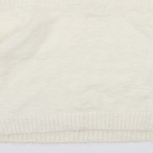 River Island Womens White  Knit Pullover Jumper Size 14