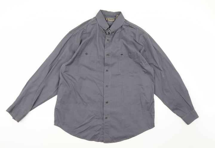 Alpine Design Mens Grey Button-Up Size L