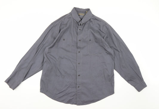 Front view of Alpine Design men’s grey button-up, size L