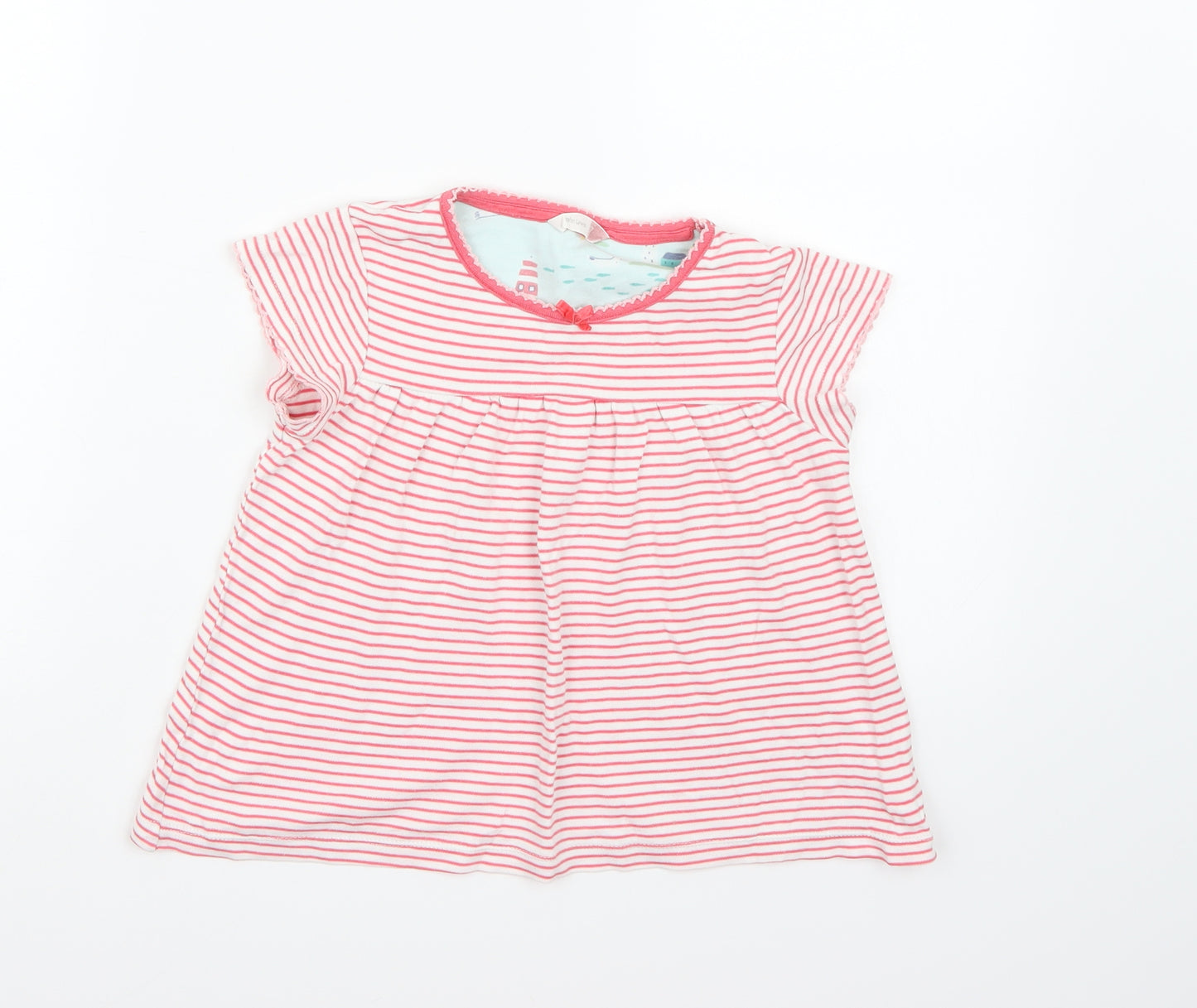 John Lewis Girls White Striped  Basic T-Shirt Size 7 Years