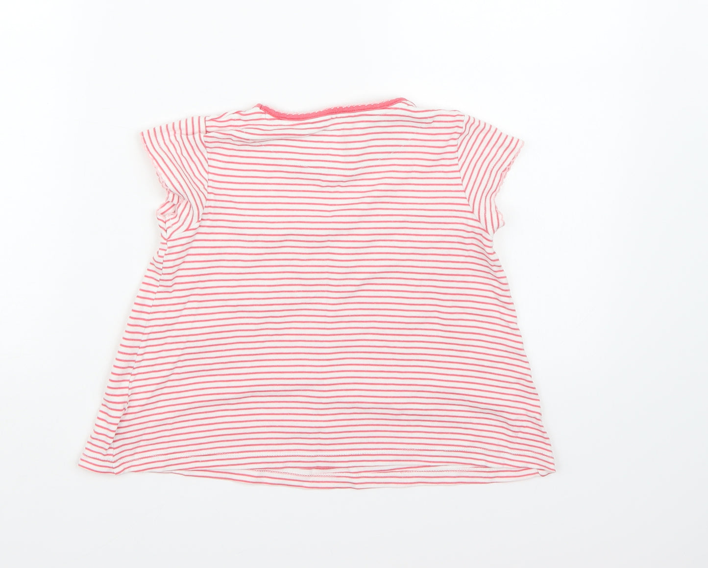John Lewis Girls White Striped  Basic T-Shirt Size 7 Years