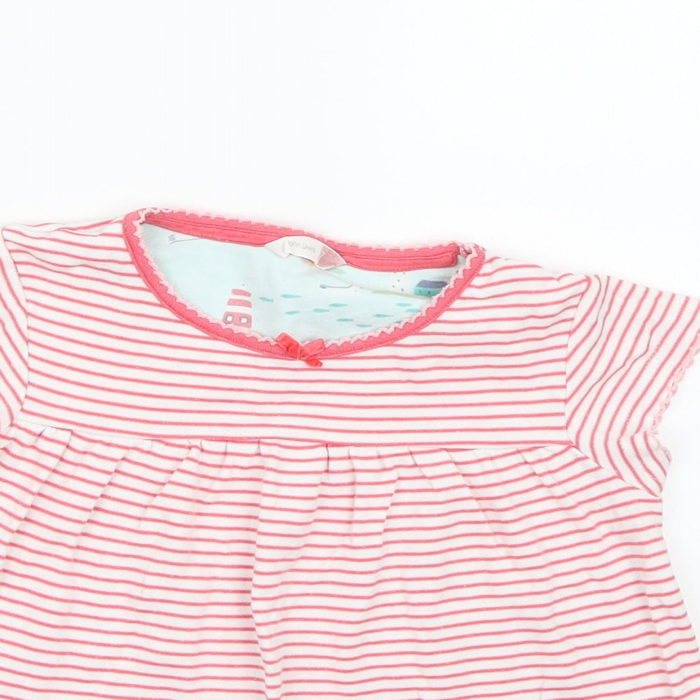 John Lewis Girls White Striped  Basic T-Shirt Size 7 Years