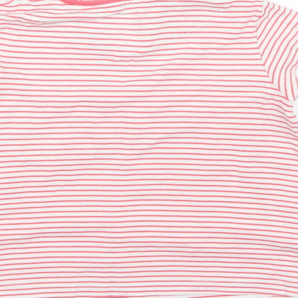 John Lewis Girls White Striped  Basic T-Shirt Size 7 Years
