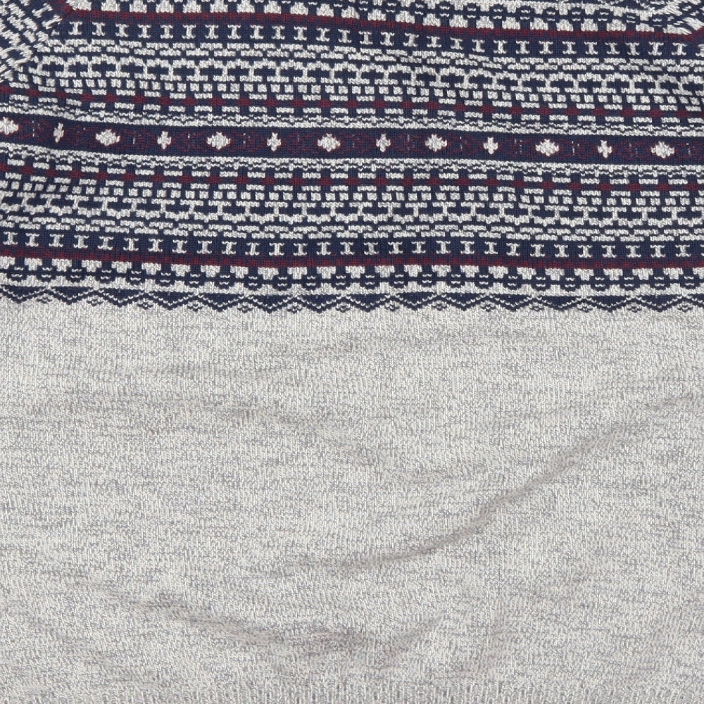 TU Mens Grey Geometric Knit Pullover Jumper Size 2XL