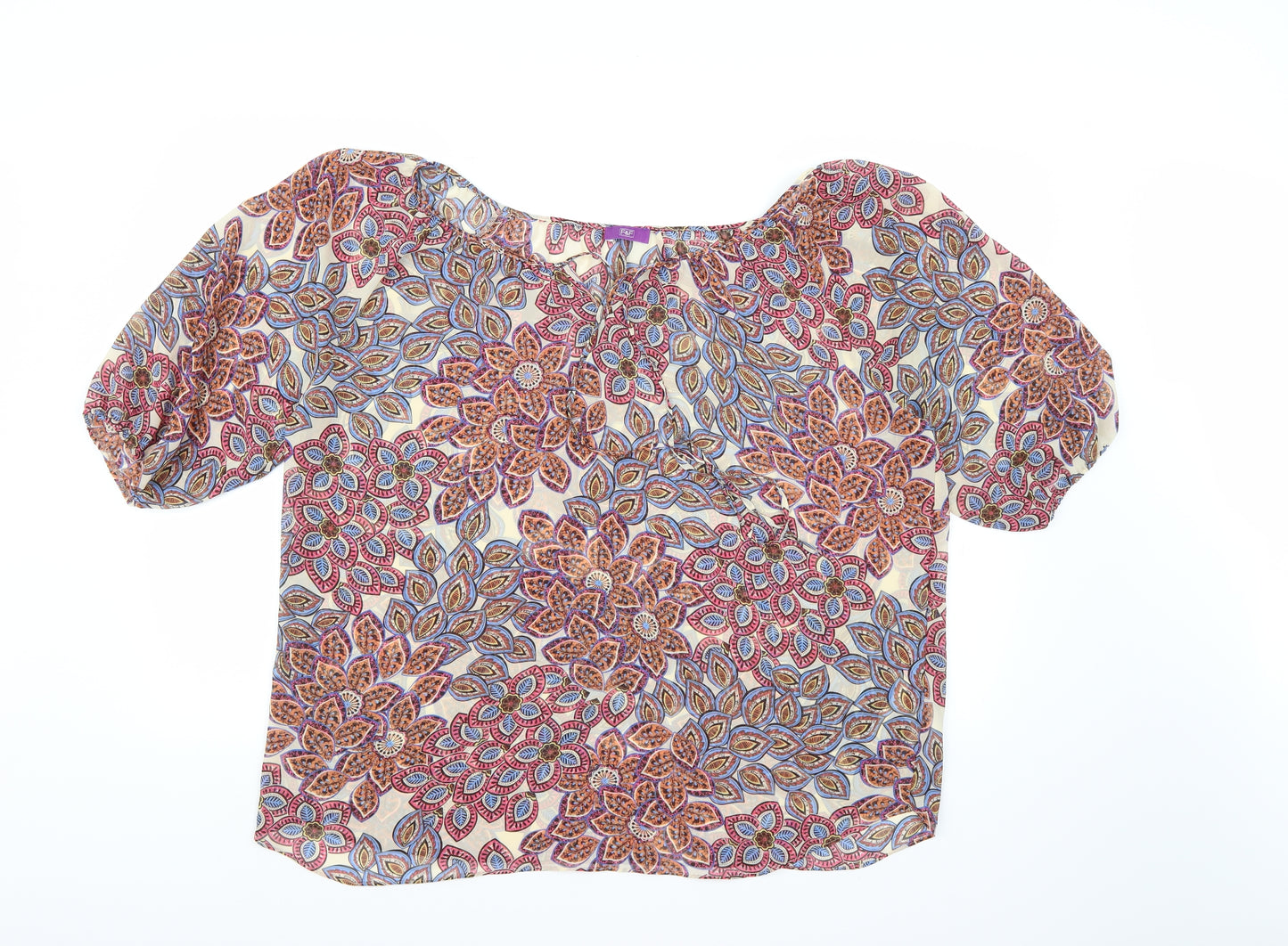 F&F Womens Multicoloured Floral Chiffon Basic Blouse Size 18